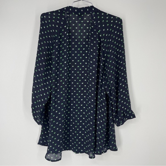 CAbi Martini Blouse M Print Button Up Top Blue Green White Button Up - Picture 6 of 6